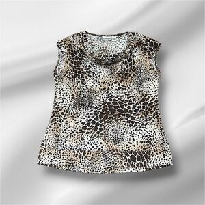 Chicos Leopard Print Draped Front Sleeveless Top Size 2